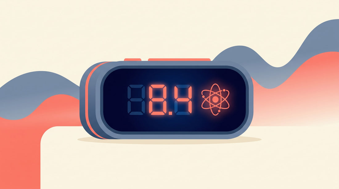 Flat-vector digital continuous radon monitor showing a reading — best continuous radon monitor in Canada