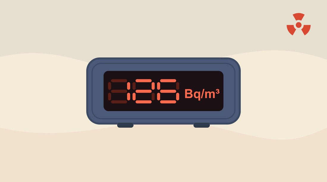 A continuous radon monitor displaying its reading in Bq/m³, the Canadian unit for radon