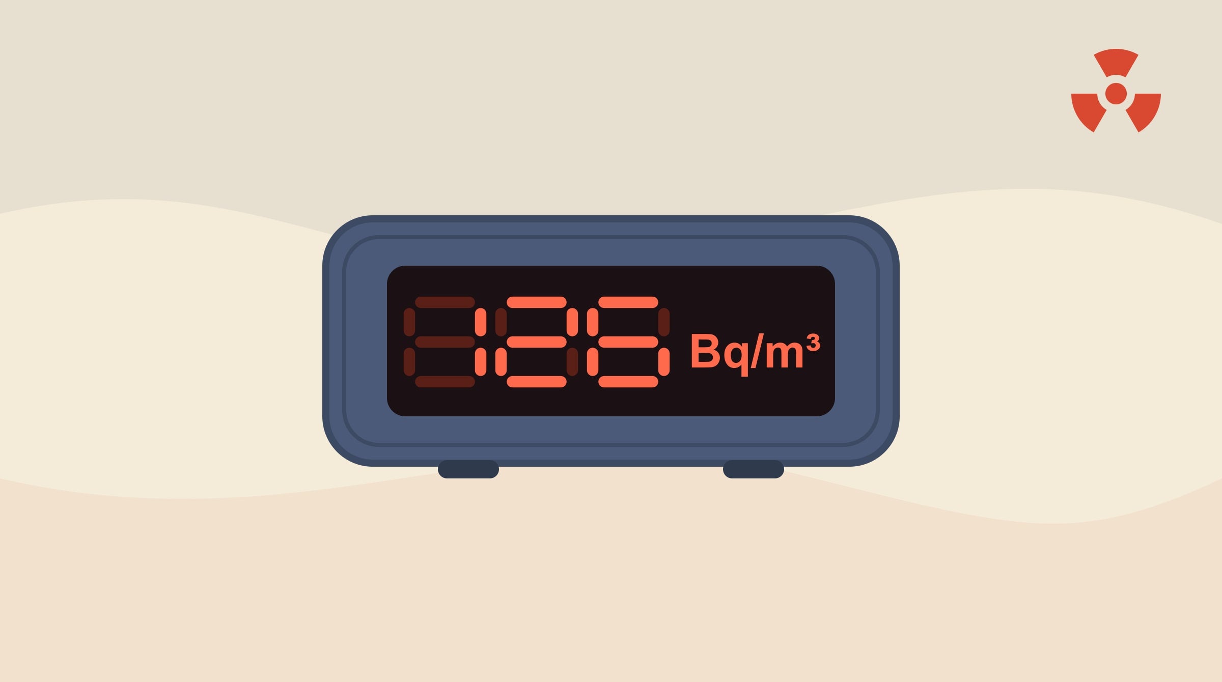 A continuous radon monitor displaying its reading in Bq/m³, the Canadian unit for radon