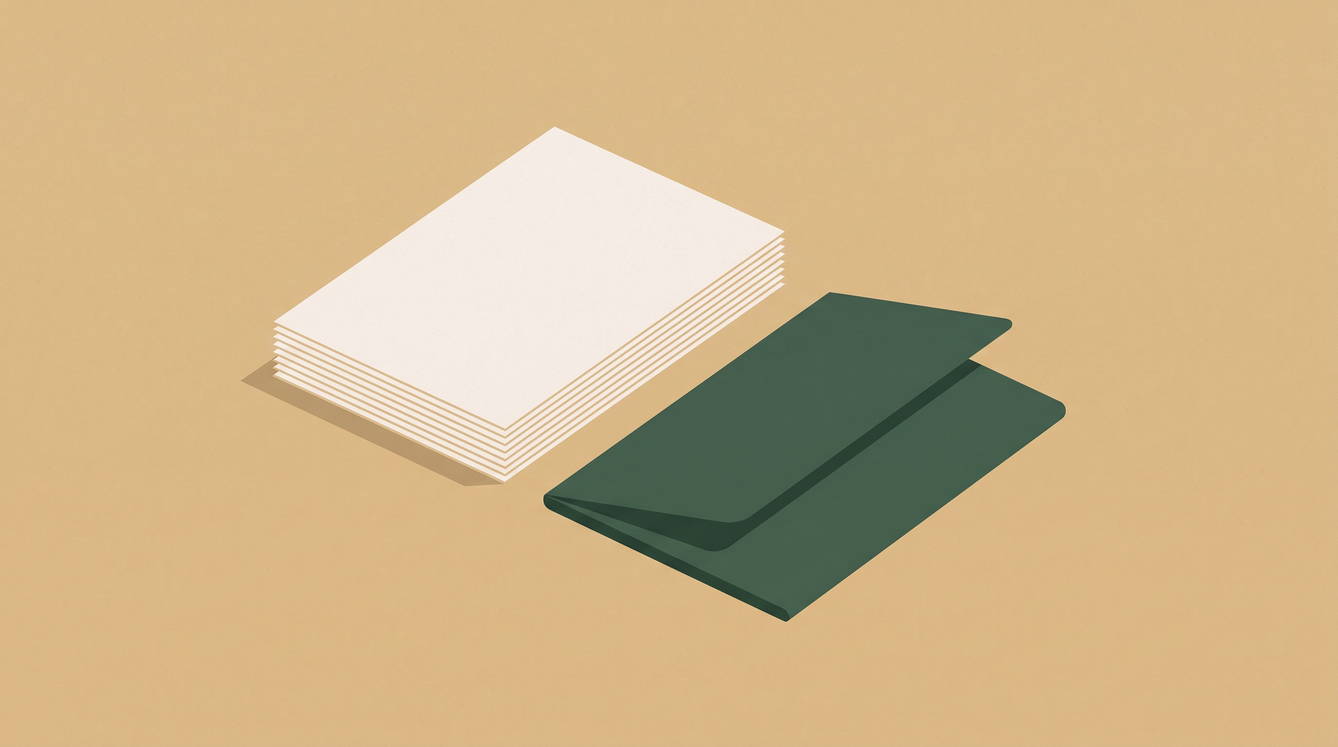 Flat illustration of a neat stack of blank documents and a folder.