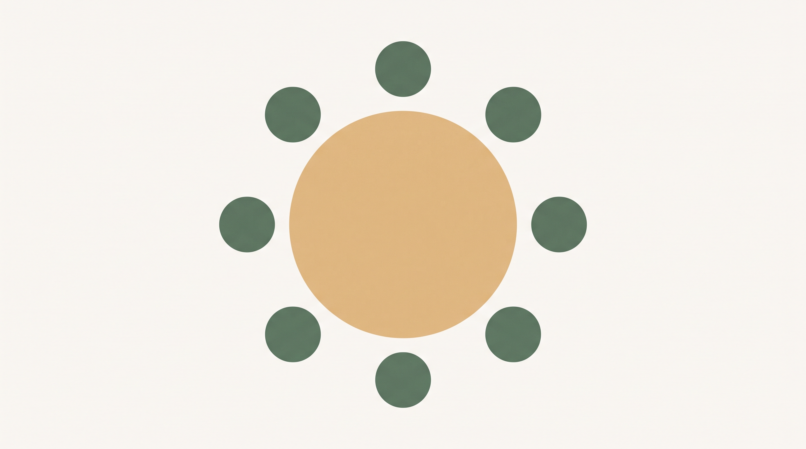 Flat abstract illustration of a round meeting table seen from above with evenly spaced seats.