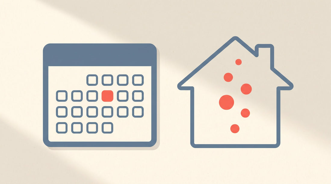 Illustration à plat d'un calendrier avec une journée en évidence et le symbole du radon — Mois de la sensibilisation au radon
