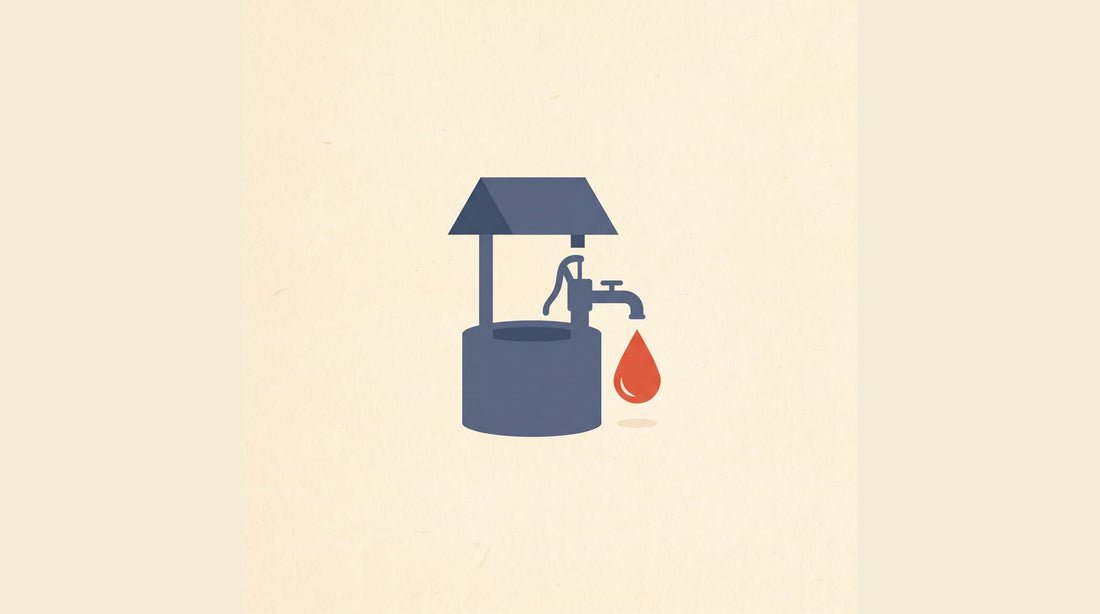 Flat-vector illustration of a water well with a droplet — radon in Canadian well water