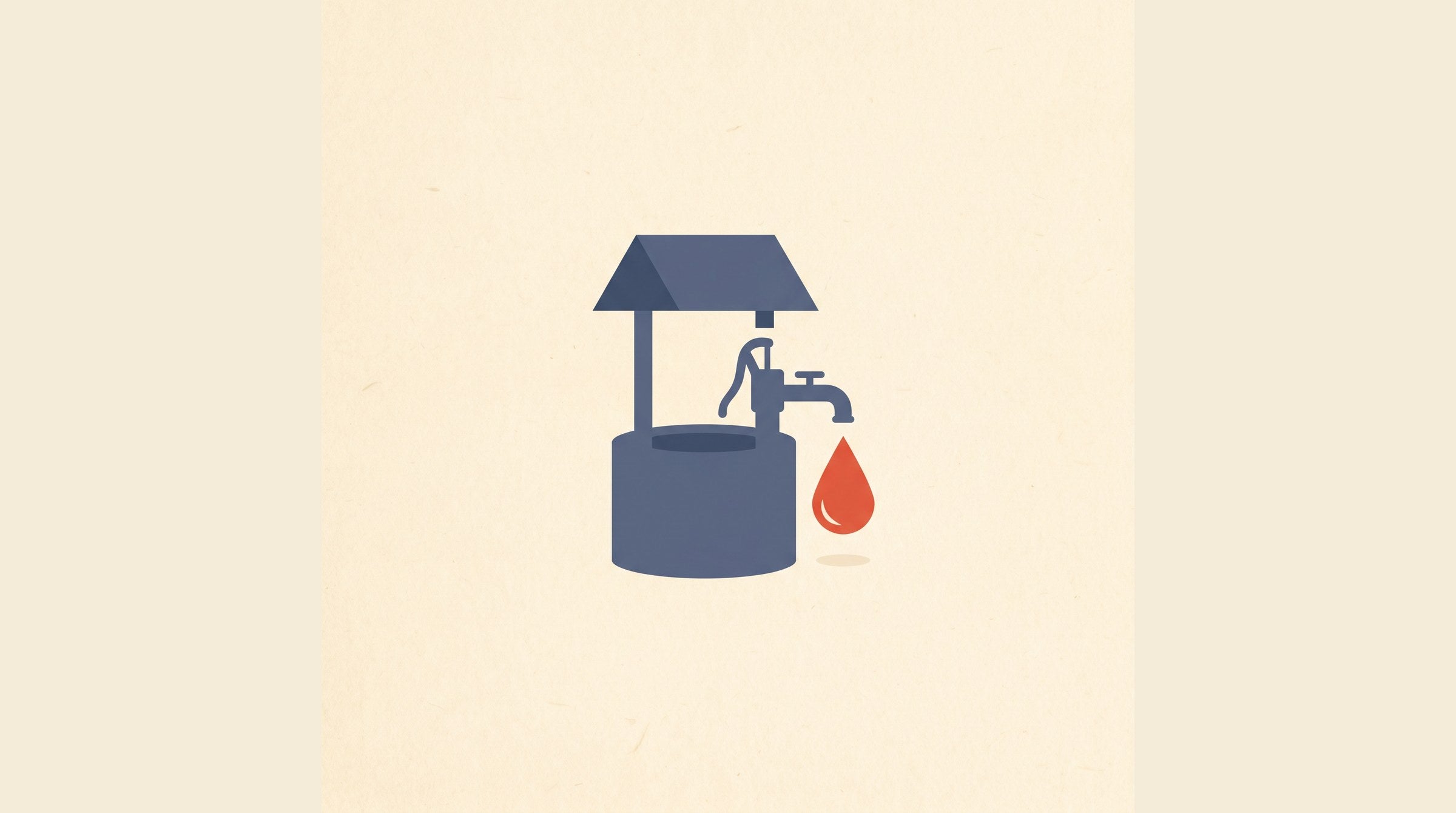 Flat-vector illustration of a water well with a droplet — radon in Canadian well water