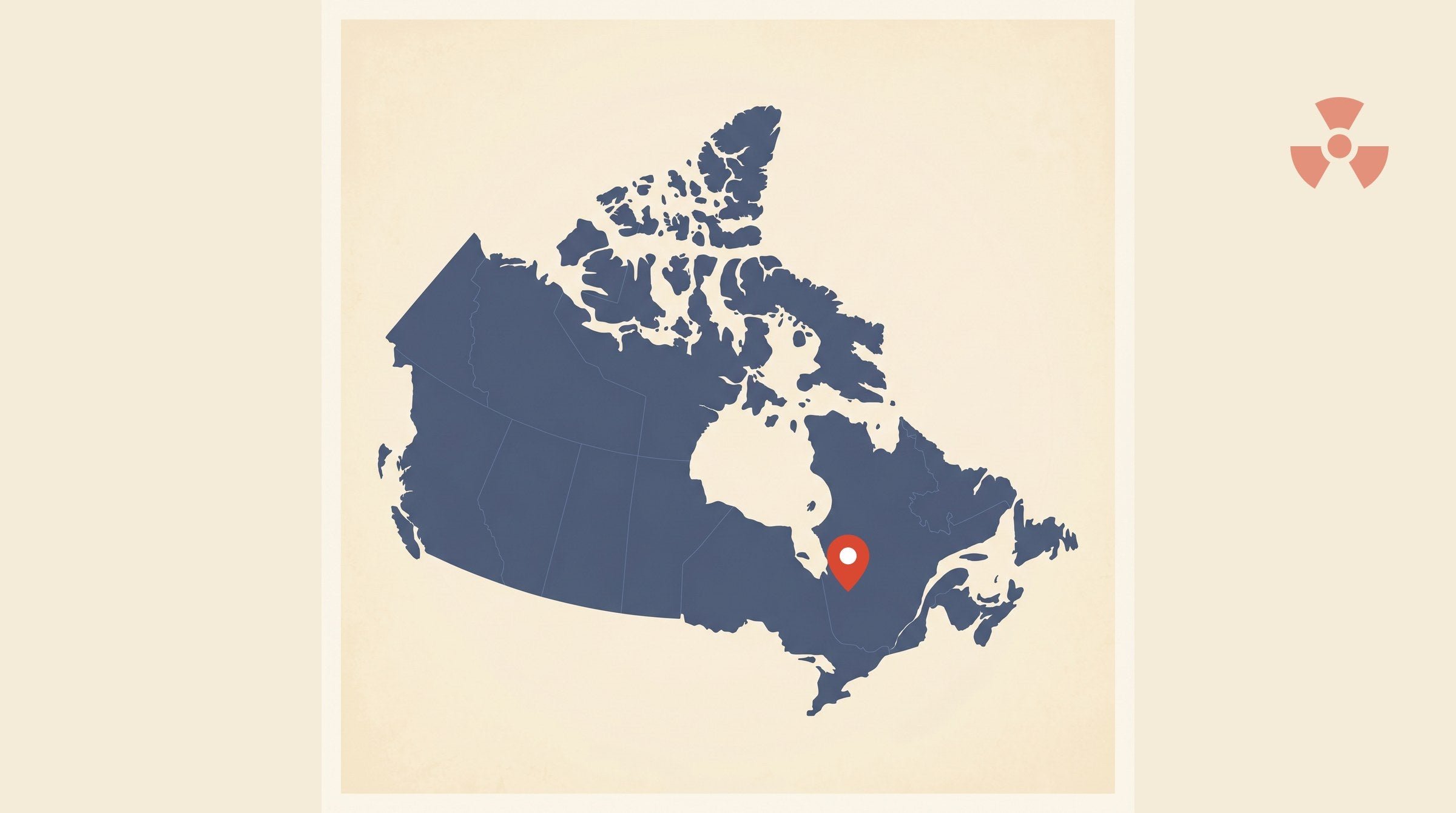 Flat-vector map of Canada with a marker pin at Saint-Jérôme, QC — radon testing in Saint-Jérôme, QC