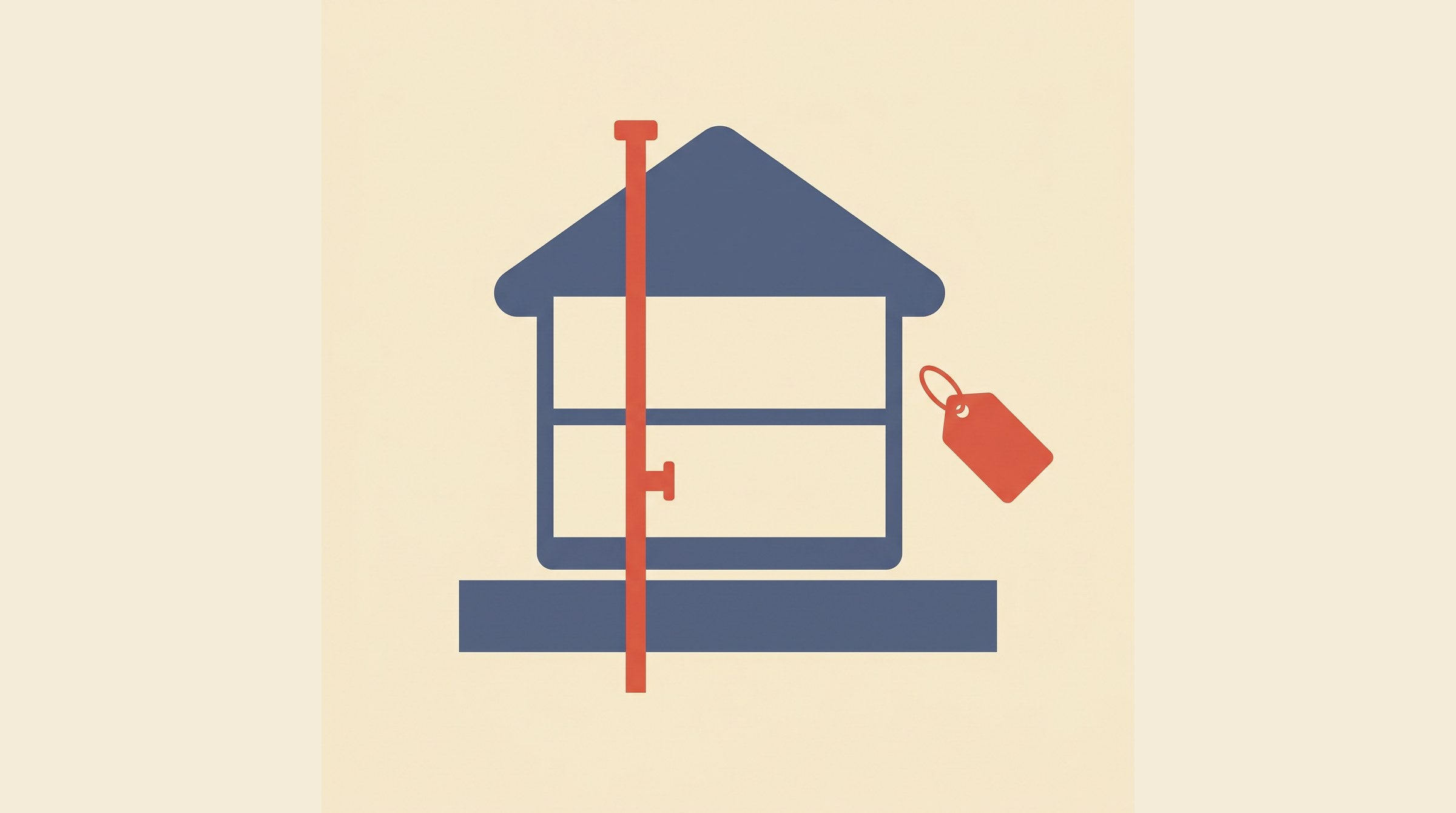 Flat-vector illustration of a house cross-section with a radon sub-slab depressurization mitigation pipe and a price tag — radon mitigation cost in Canada