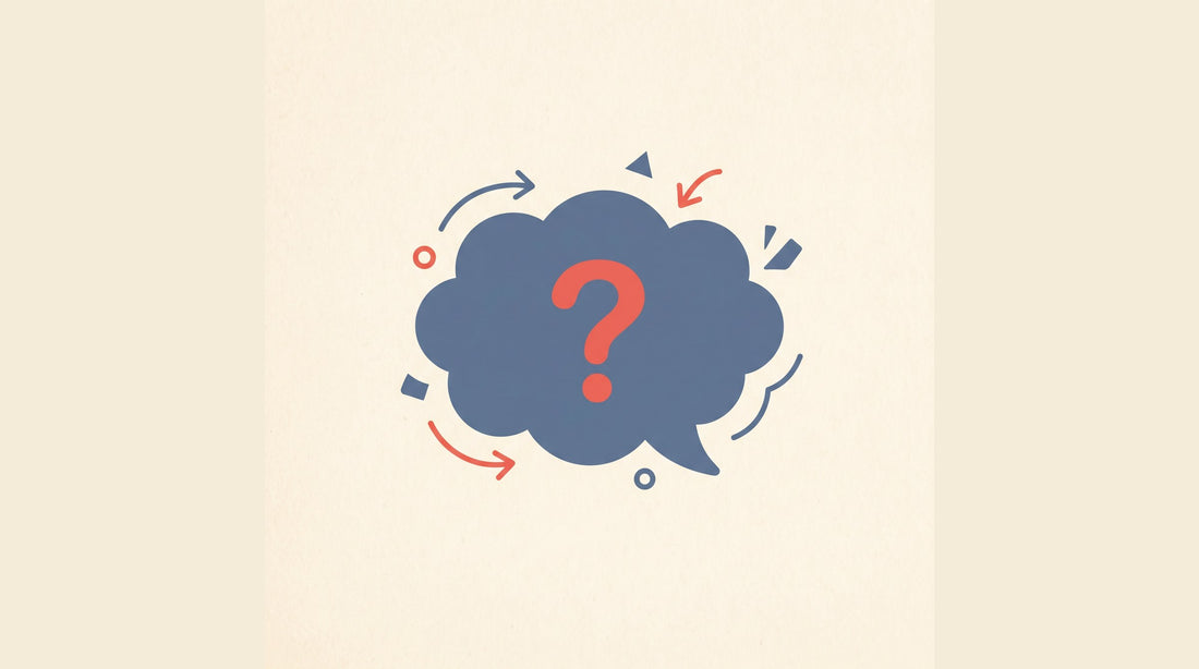 Flat-vector thought bubble with a question mark — common radon misconceptions in Canada