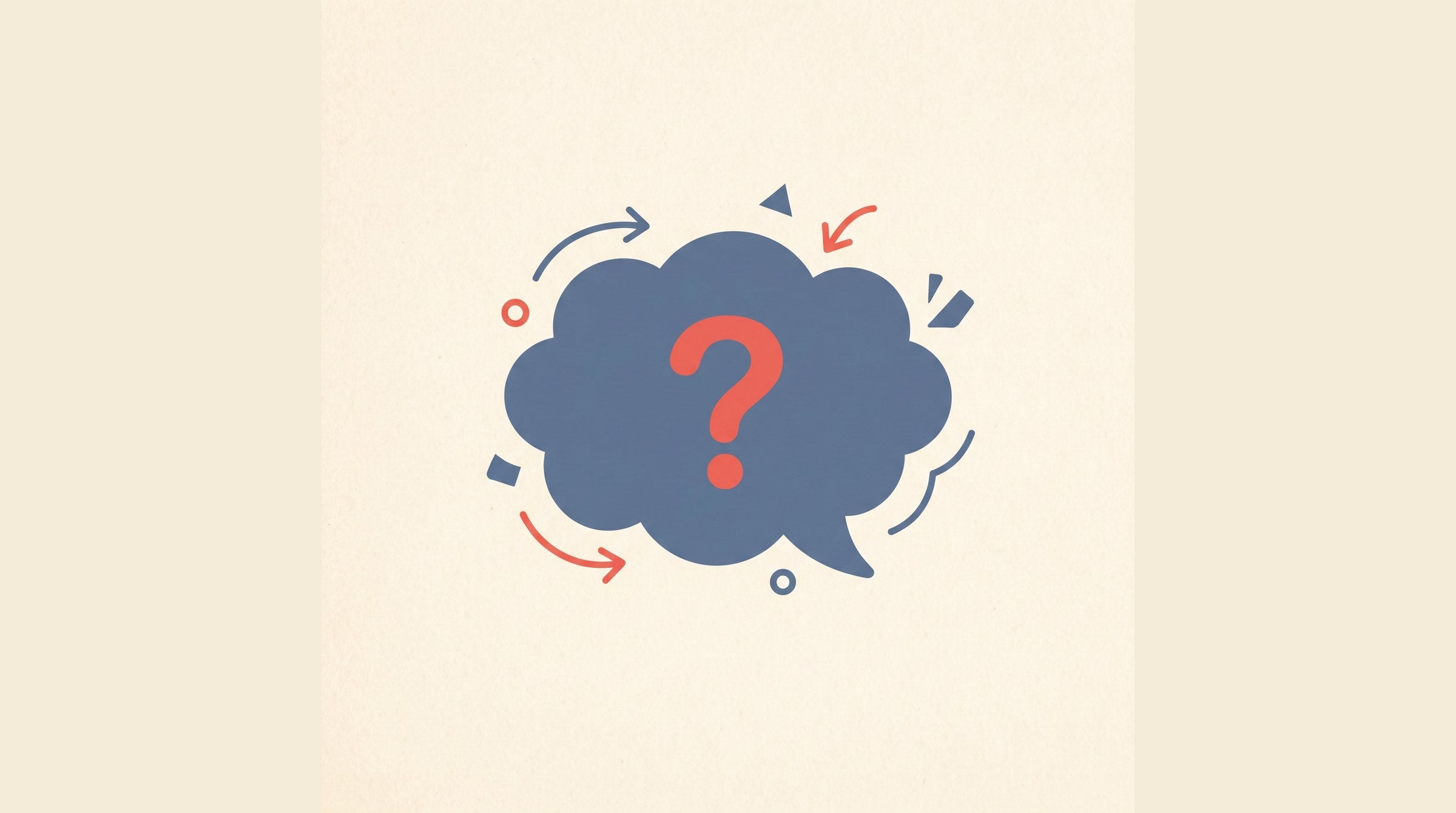 Flat-vector thought bubble with a question mark — common radon misconceptions in Canada